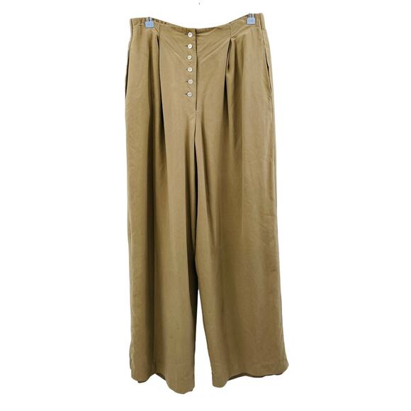 Express vintage 100% Silk Button Fly pleated wide leg pants - Picture 1 of 6
